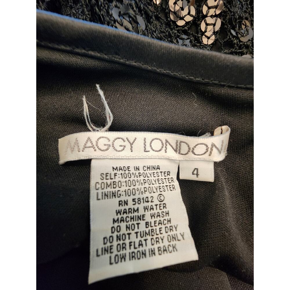 Maggy London Women's Black Sequin Sleeveless Dress SZ 4 Cocktail - Picture 5 of 7